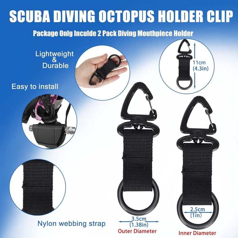 JUSTOOP Store Scuba Octopus Mouthpiece Holder,Silicone Octopus Holder for Scuba Diving 0cto Mouthpiece Keeper for 2nd Stage Regulator Octopus Retainer with Spring Clip,2 PCS,Green/Yellow - Image 4